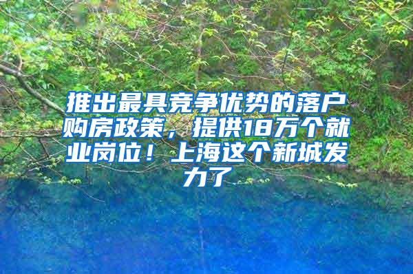 推出最具竞争优势的落户购房政策，提供18万个就业岗位！上海这个新城发力了