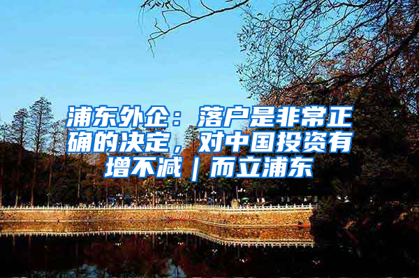 浦东外企：落户是非常正确的决定，对中国投资有增不减｜而立浦东