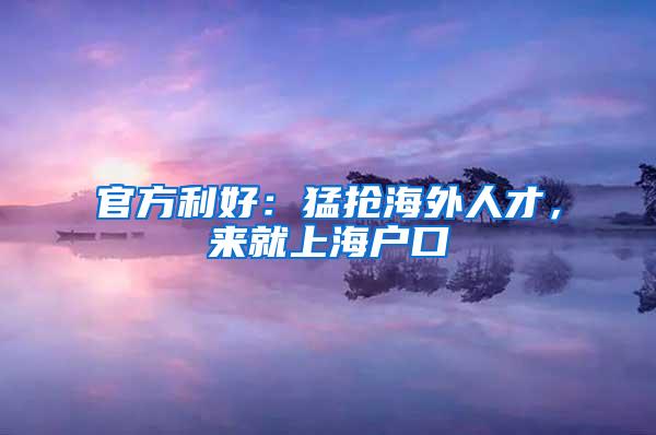 官方利好：猛抢海外人才，来就上海户口