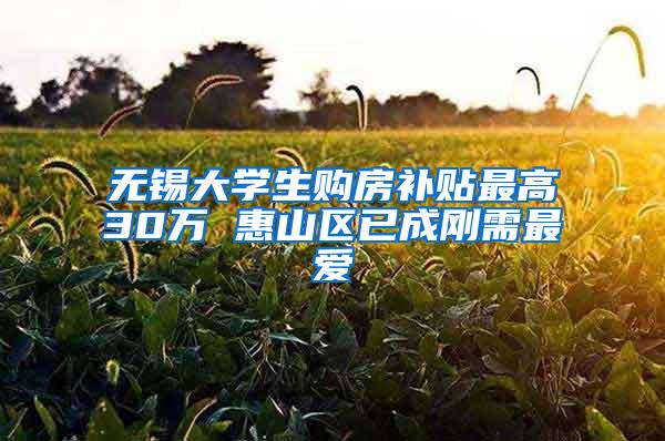 无锡大学生购房补贴最高30万 惠山区已成刚需最爱