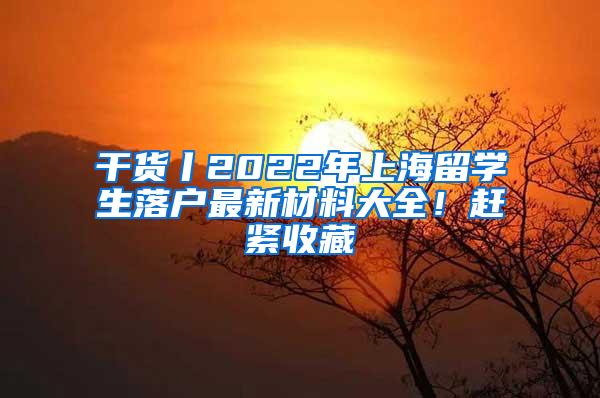 干货丨2022年上海留学生落户最新材料大全！赶紧收藏