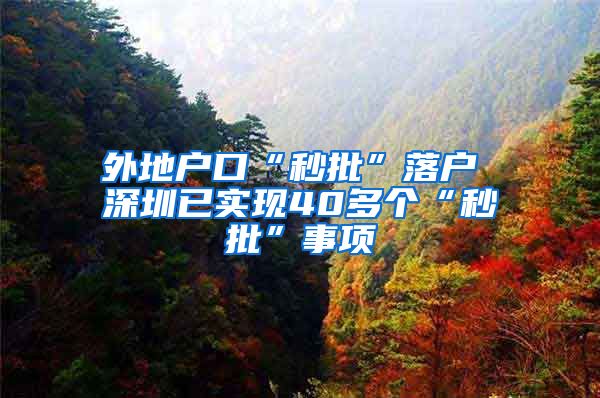 外地户口“秒批”落户 深圳已实现40多个“秒批”事项
