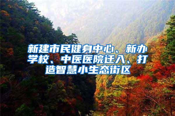 新建市民健身中心、新办学校、中医医院迁入、打造智慧小生态街区