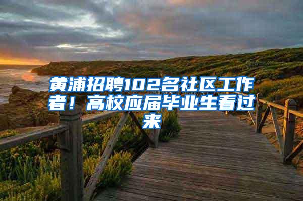 黄浦招聘102名社区工作者！高校应届毕业生看过来