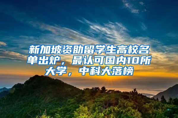新加坡资助留学生高校名单出炉，最认可国内10所大学，中科大落榜