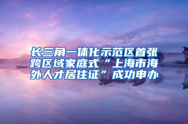 长三角一体化示范区首张跨区域家庭式“上海市海外人才居住证”成功申办