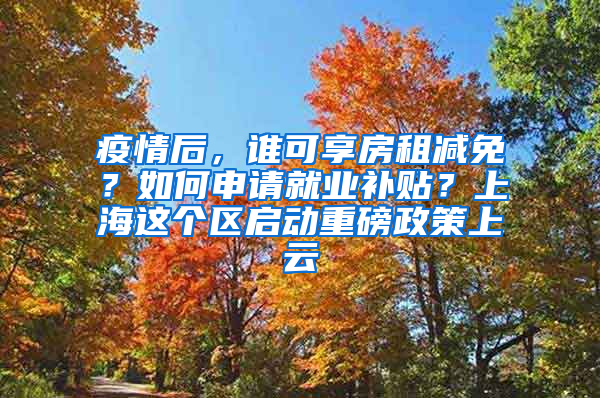疫情后，谁可享房租减免？如何申请就业补贴？上海这个区启动重磅政策上云