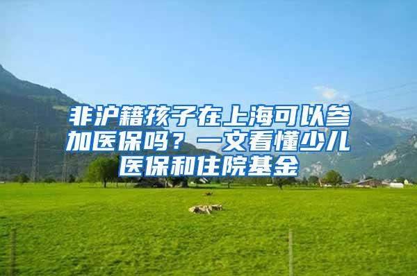 非沪籍孩子在上海可以参加医保吗？一文看懂少儿医保和住院基金