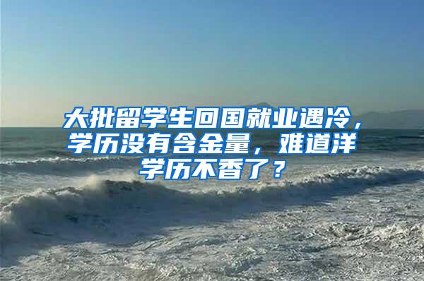 大批留学生回国就业遇冷，学历没有含金量，难道洋学历不香了？
