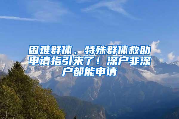 困难群体、特殊群体救助申请指引来了！深户非深户都能申请