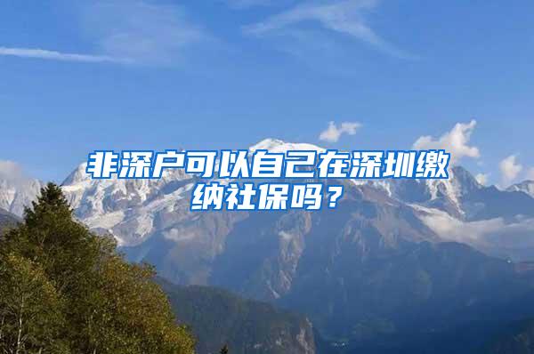 非深户可以自己在深圳缴纳社保吗？
