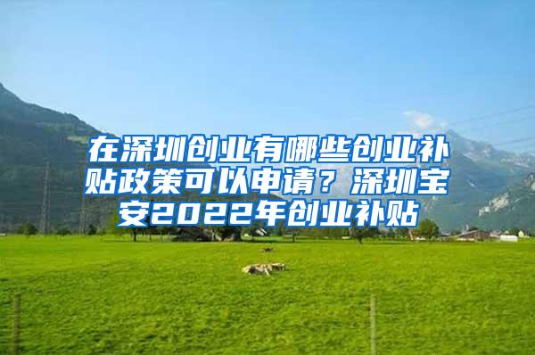在深圳创业有哪些创业补贴政策可以申请？深圳宝安2022年创业补贴