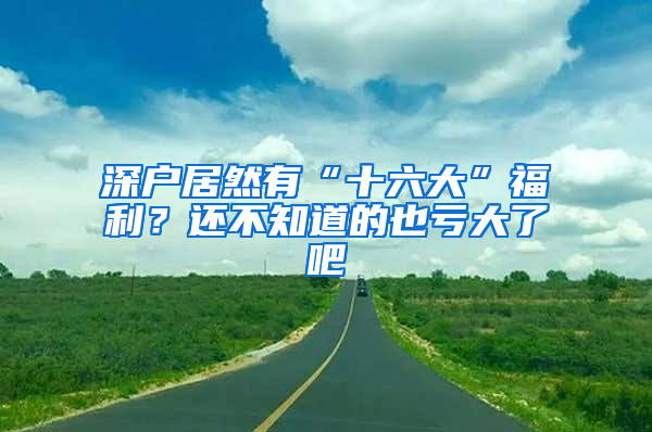 深户居然有“十六大”福利？还不知道的也亏大了吧