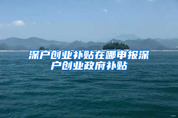 深户创业补贴在哪申报深户创业政府补贴