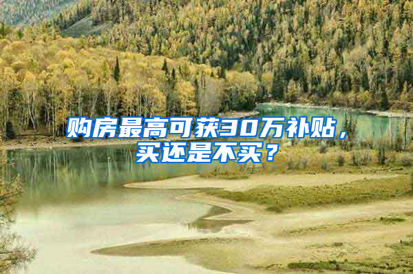 购房最高可获30万补贴，买还是不买？