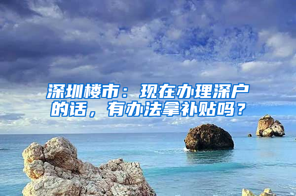 深圳楼市：现在办理深户的话，有办法拿补贴吗？