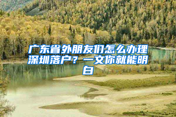 广东省外朋友们怎么办理深圳落户？一文你就能明白
