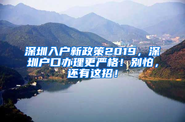 深圳入户新政策2019，深圳户口办理更严格！别怕，还有这招！