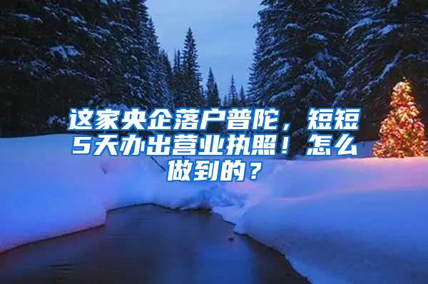 这家央企落户普陀，短短5天办出营业执照！怎么做到的？
