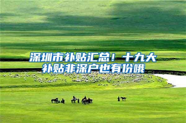 深圳市补贴汇总！十九大补贴非深户也有份哦