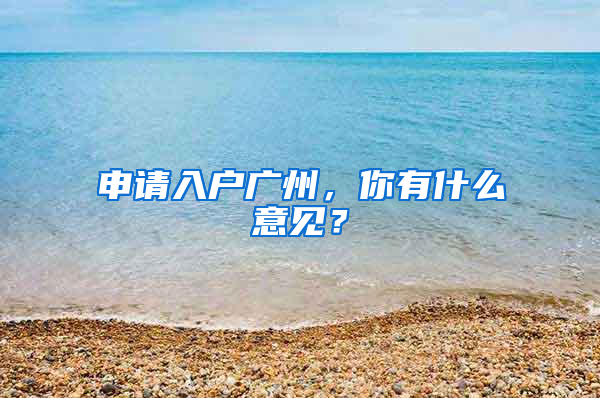 申请入户广州，你有什么意见？