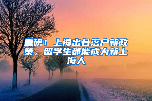 重磅！上海出台落户新政策，留学生都能成为新上海人