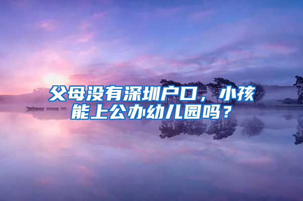 父母没有深圳户口，小孩能上公办幼儿园吗？