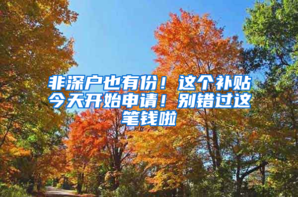 非深户也有份！这个补贴今天开始申请！别错过这笔钱啦