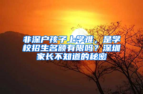 非深户孩子上学难，是学校招生名额有限吗？深圳家长不知道的秘密