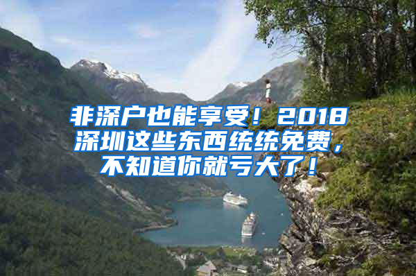 非深户也能享受！2018深圳这些东西统统免费，不知道你就亏大了！