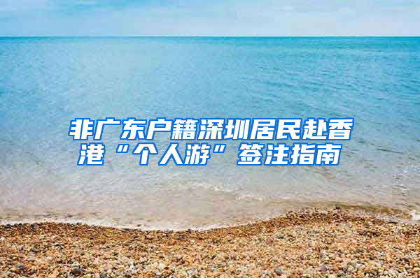 非广东户籍深圳居民赴香港“个人游”签注指南