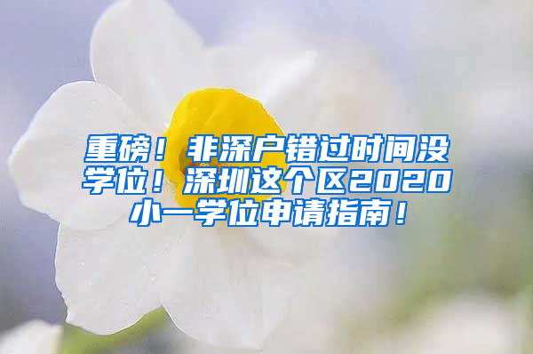 重磅！非深户错过时间没学位！深圳这个区2020小一学位申请指南！