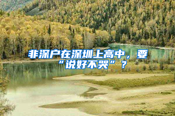非深户在深圳上高中，要“说好不哭”？