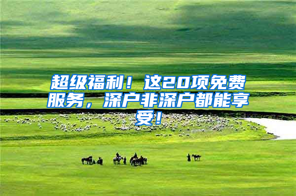 超级福利！这20项免费服务，深户非深户都能享受！