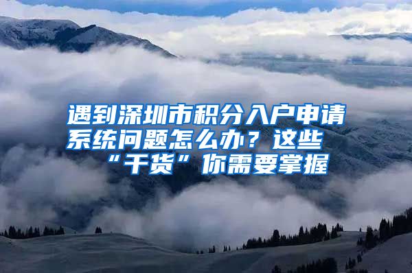 遇到深圳市积分入户申请系统问题怎么办？这些“干货”你需要掌握