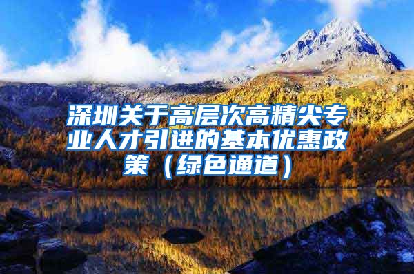 深圳关于高层次高精尖专业人才引进的基本优惠政策（绿色通道）