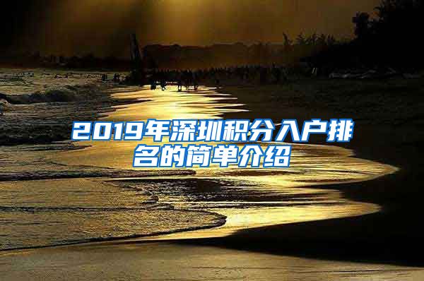 2019年深圳积分入户排名的简单介绍