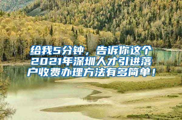 给我5分钟，告诉你这个2021年深圳人才引进落户收费办理方法有多简单！