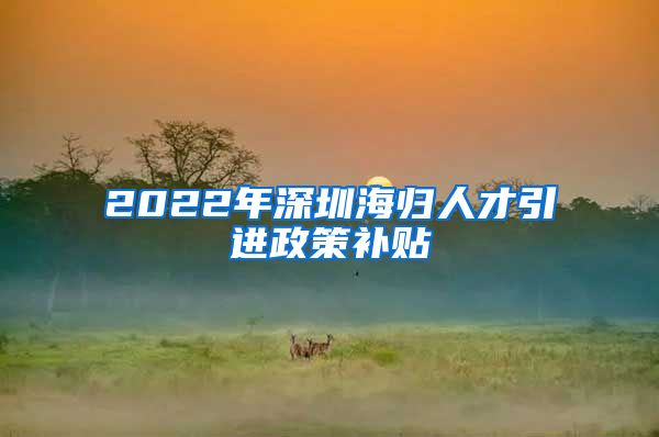 2022年深圳海归人才引进政策补贴