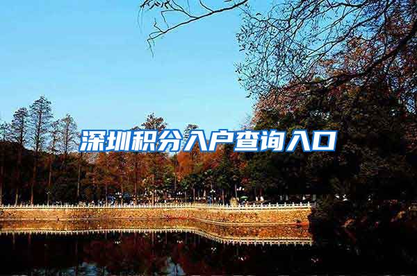 深圳积分入户查询入口
