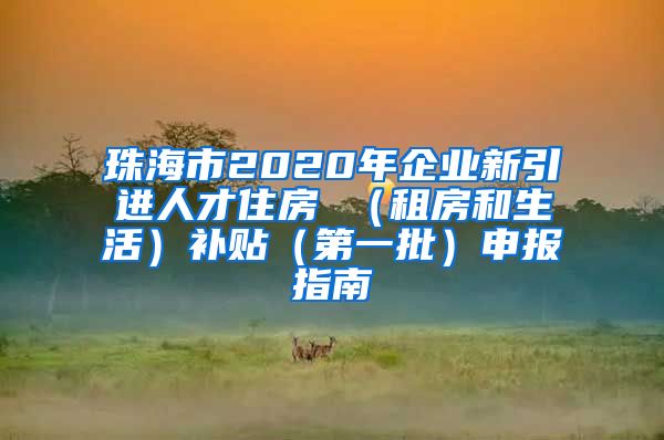 珠海市2020年企业新引进人才住房 （租房和生活）补贴（第一批）申报指南