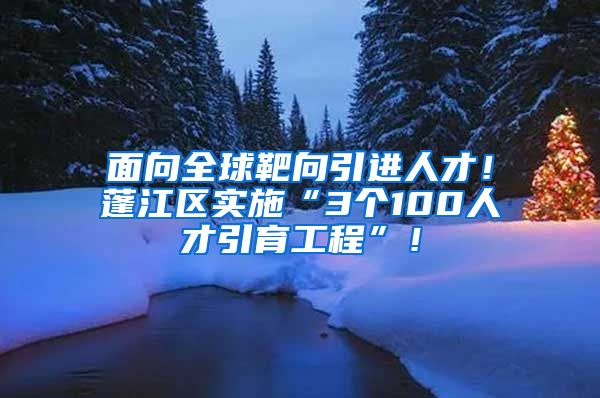 面向全球靶向引进人才！蓬江区实施“3个100人才引育工程”！