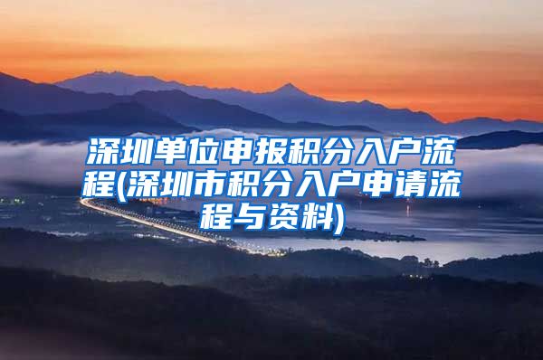 深圳单位申报积分入户流程(深圳市积分入户申请流程与资料)