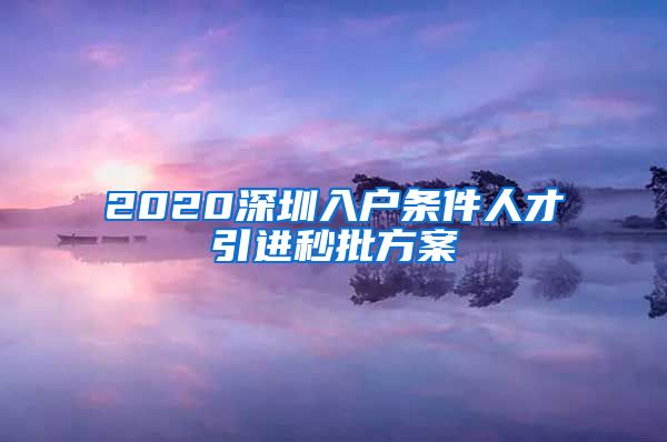 2020深圳入户条件人才引进秒批方案