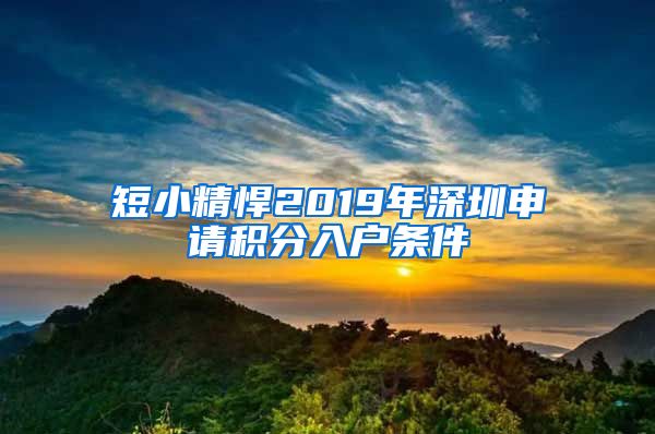 短小精悍2019年深圳申请积分入户条件