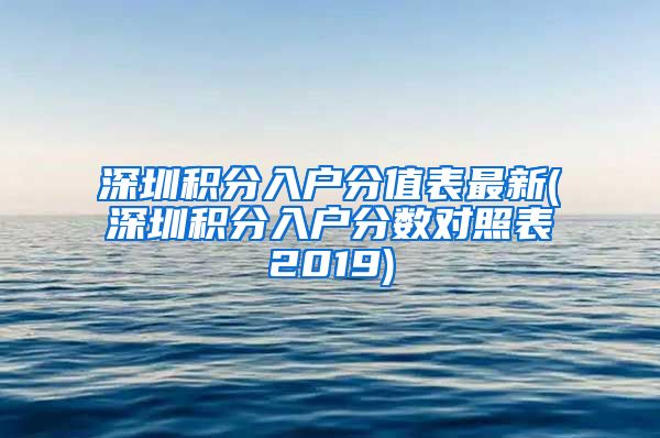 深圳积分入户分值表最新(深圳积分入户分数对照表2019)