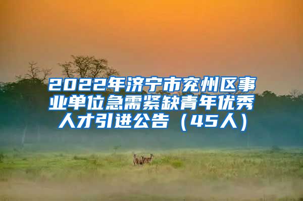 2022年济宁市兖州区事业单位急需紧缺青年优秀人才引进公告（45人）
