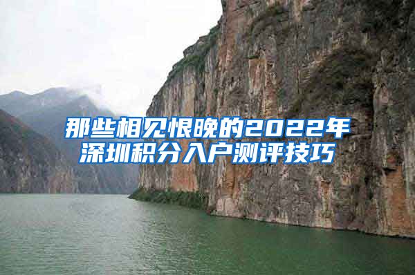 那些相见恨晚的2022年深圳积分入户测评技巧