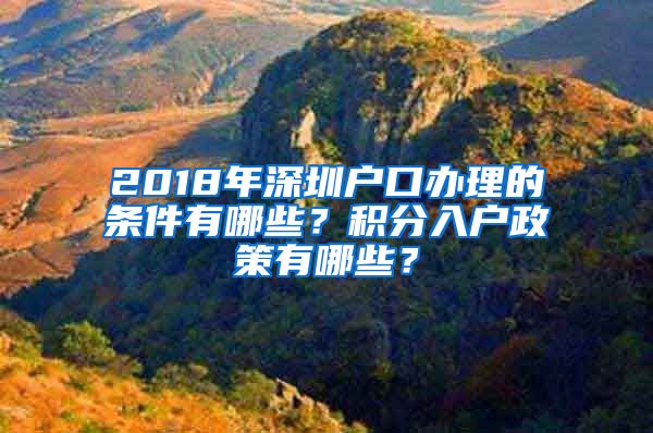 2018年深圳户口办理的条件有哪些？积分入户政策有哪些？