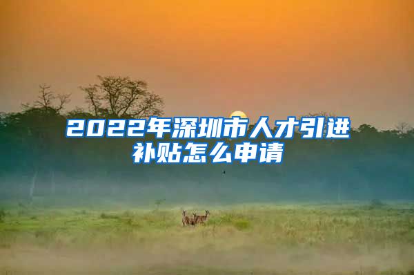 2022年深圳市人才引进补贴怎么申请